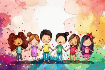 A friendship day background with kids AI generated