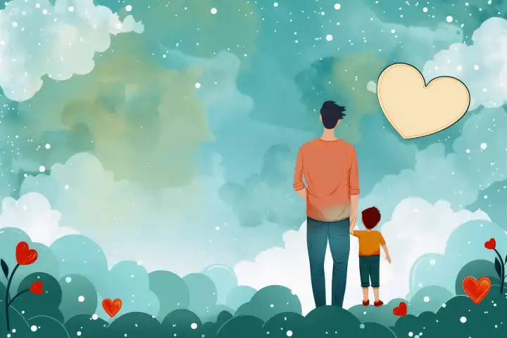 An emotional fathers day background illustration AI generated