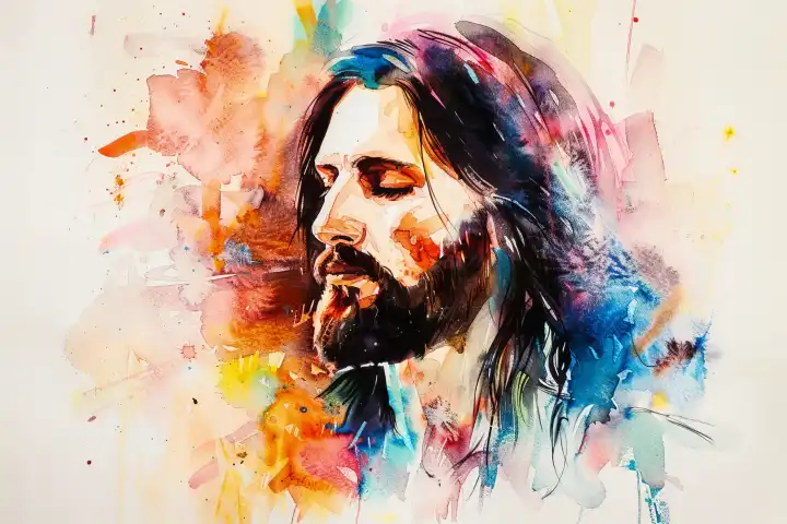Watercolor of Jesus christ saviour of the world AI generated