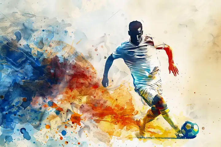 Watercolor of a soccer player AI generated