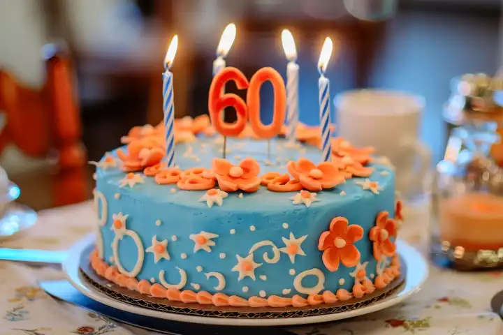 Eine Geburtstagstorte für den 60. Geburtstag AI erzeugt