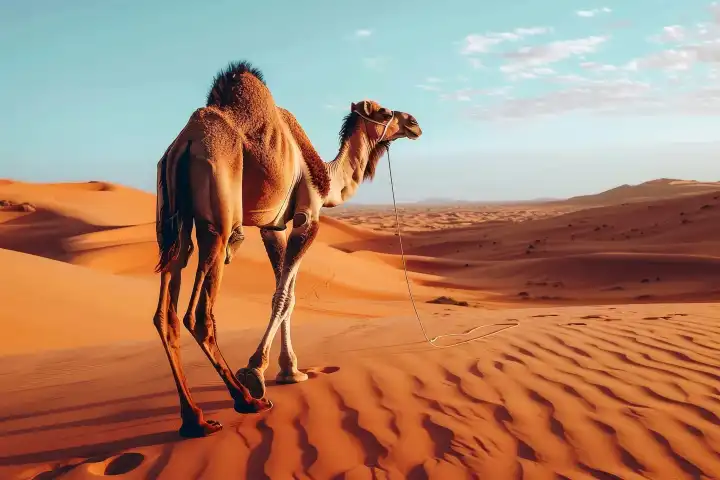 Ein Kamel in der Wüste AI-generiert