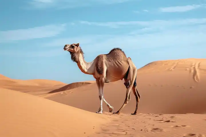 Ein Kamel in der Wüste AI-generiert