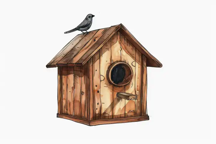 Eine farbige Zeichnung eines Vogelhauses AI generiert