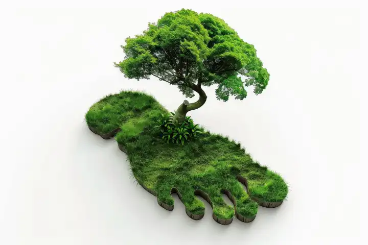 Ein Konzeptbild für einen grünen Energie-Fußabdruck, generiert mit KI