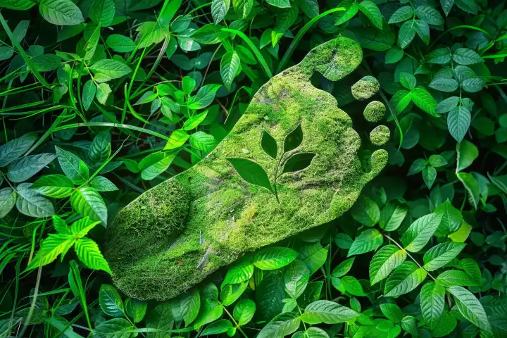 Ein grüner Fußabdruck, der umweltfreundliches Verhalten zeigt, generiert mit KI