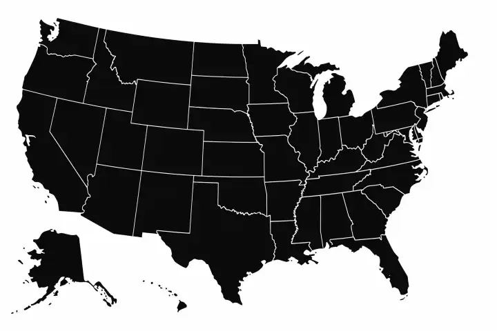 Black Silhouette of a USA map transparent on background AI generated