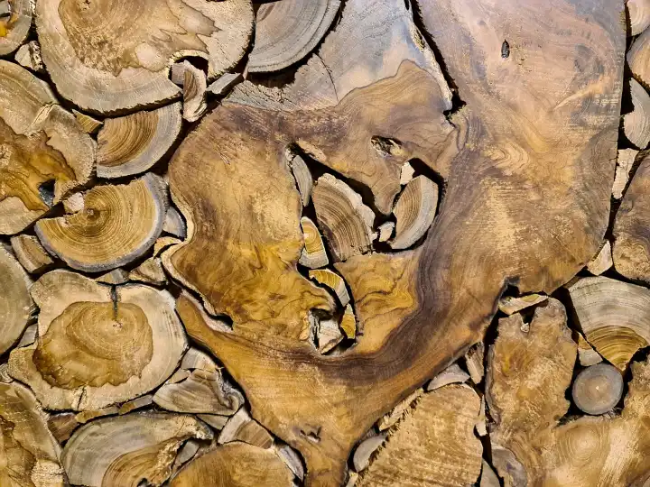 Oberflächenabbildung von natürlichem Wurzelholz in einem hellbraunen Farbton