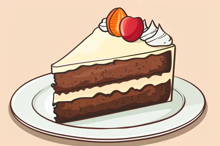 Illustration eines leckeren Stücks Kuchen, generiert mit KI