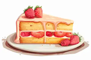 Illustration of a tasty piece of cake, generated with AI