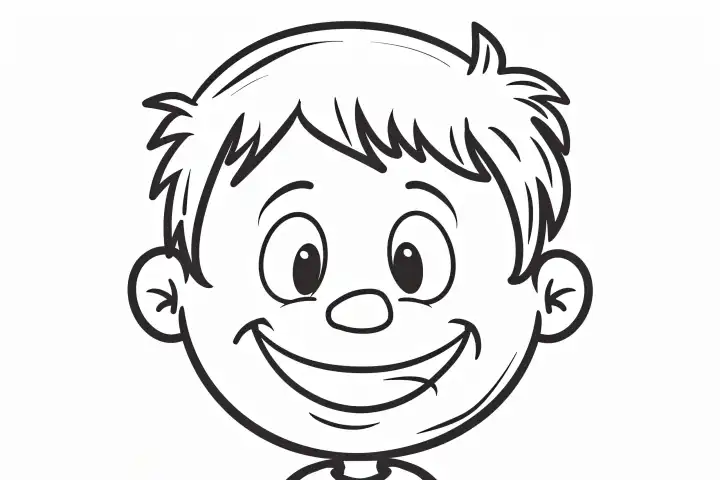 Illustration eines umrissenen glücklichen Kindergesichts, generiert mit KI