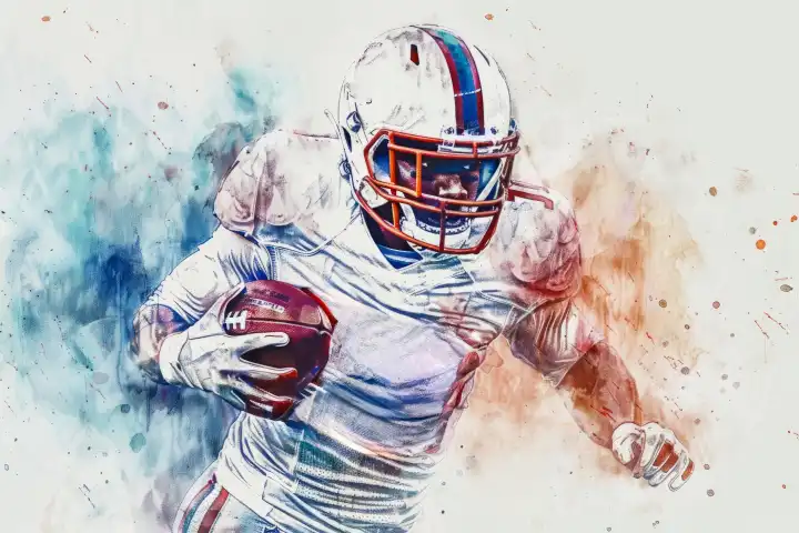 Watercolor painting of a football player AI generated