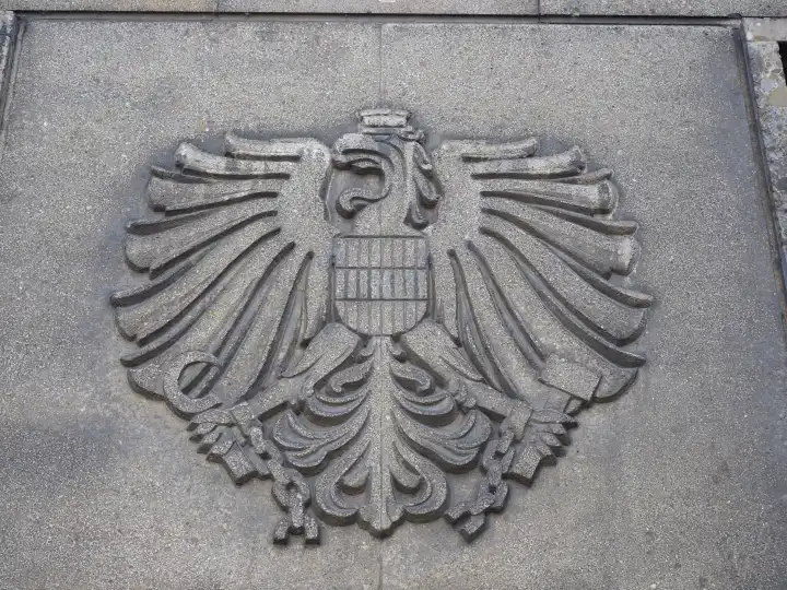 Austrian coat of arms with eagle in Vienna, Austria