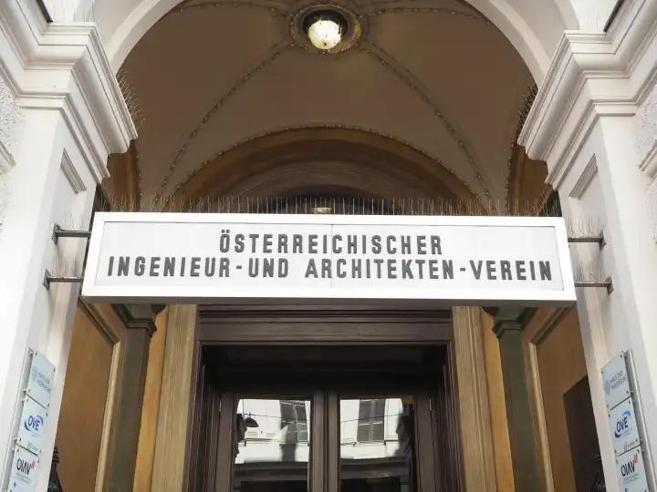 VIENNA, AUSTRIA - CIRCA SEPTEMBER 2022: Oesterreichischer Ingenieur und Architekten Verein translation Austrian Association of Engineers and Architects