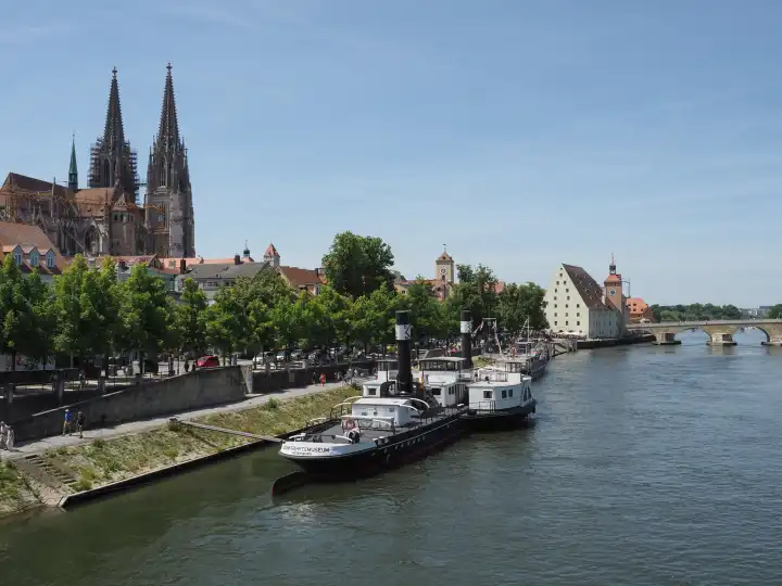 REGENSBURG, GERMANY - CIRCA JUNE 2022: View of river Danube