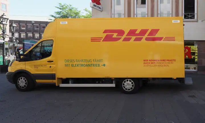 NUERNBERG, GERMANY - CIRCA JUNE 2022: DHL courier van
