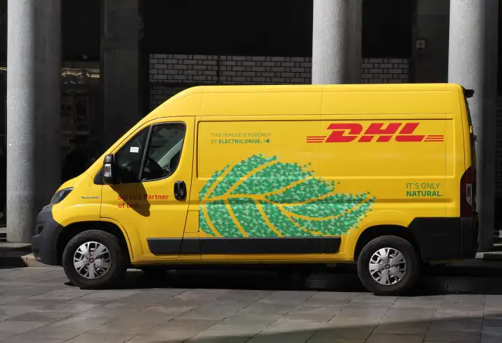 TURIN, ITALY - CIRCA SEPTEMBER 2022: DHL electric courier van