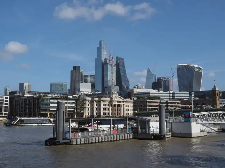 LONDON, UK - CIRCA OCTOBER 2022: City of London skyline seen from River Thames