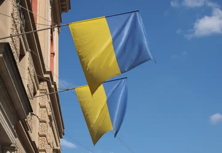 the Ukrainian national flag of Ukraine, Europe