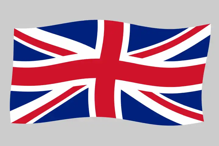 Nationalflagge des Vereinigten Königreichs (UK) alias Union Jack im Wind