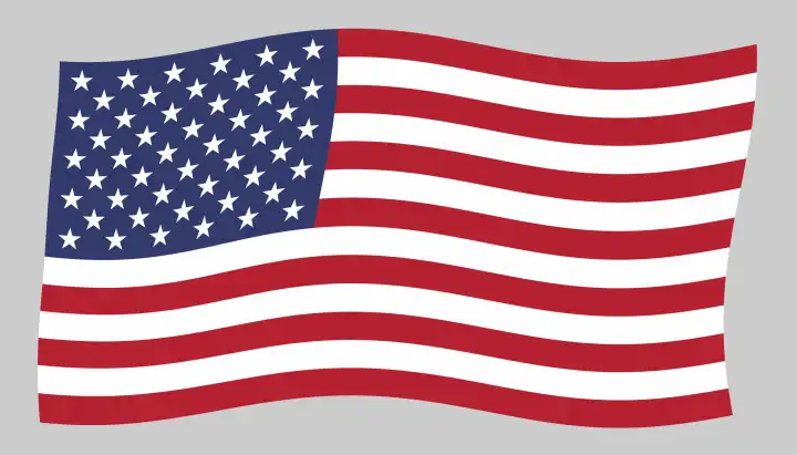 die amerikanische Nationalflagge der Vereinigten Staaten von Amerika, die im Wind weht