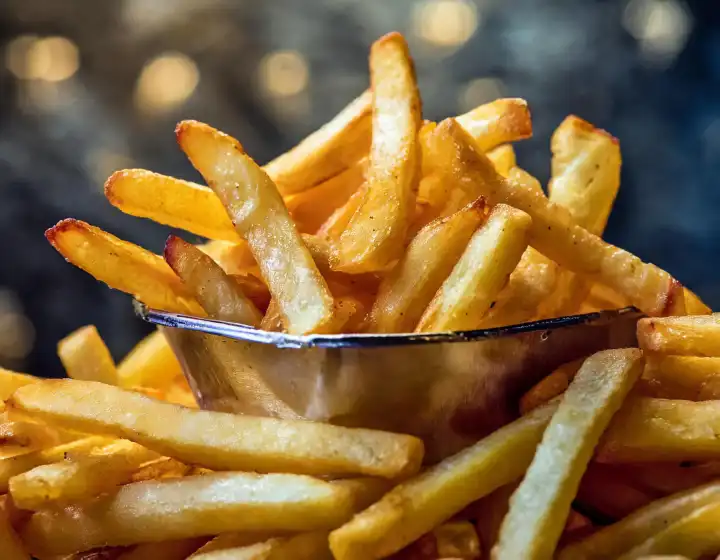 french fries vegetarian food useful as a background, AI generated