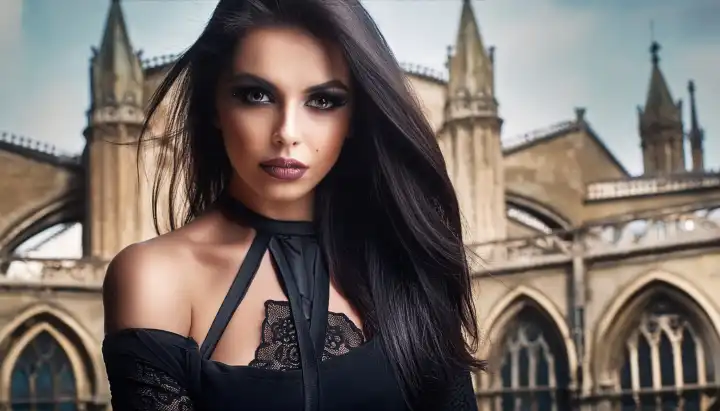 gorgeous goth Frau Modell AI generierte Bild