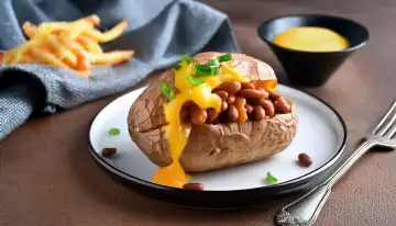 ai generated jacket potato with beans