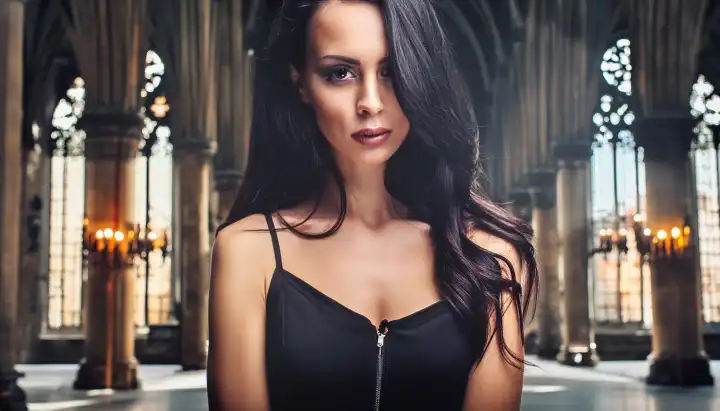 gorgeous goth woman model AI generated image