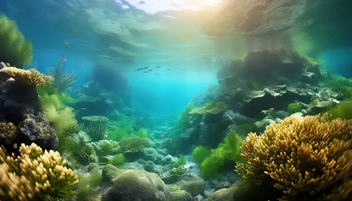Meer Unterwasser-Szene Hintergrund AI generierte Bild