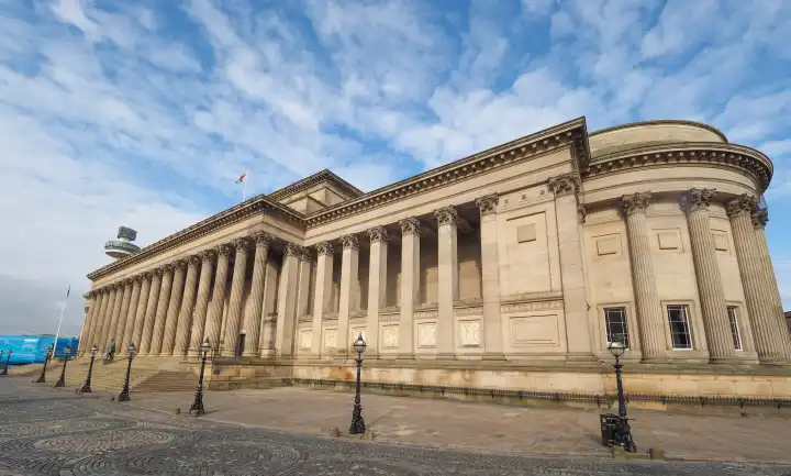 St George Hall concert halls and law courts on Lime Street in Liverpool, UK