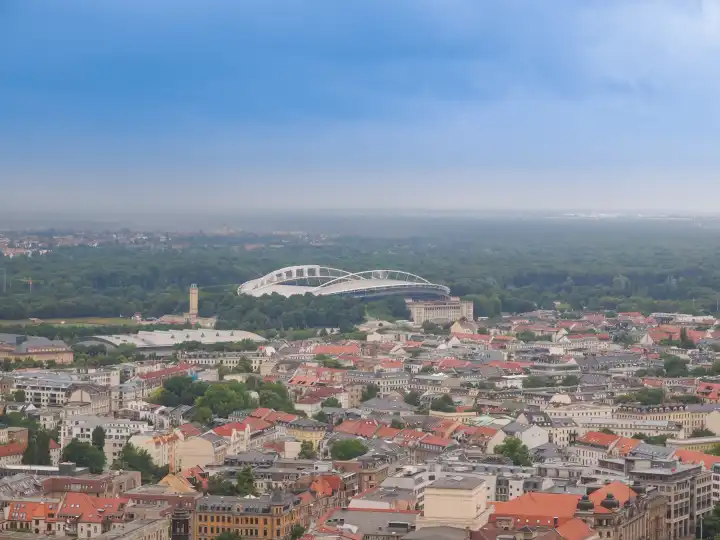 Luftaufnahme der Stadt Leipzig in Deutschland