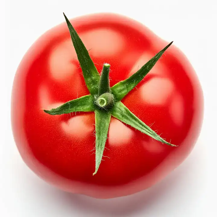 rote Tomate über weißem AI-generiertem Bild