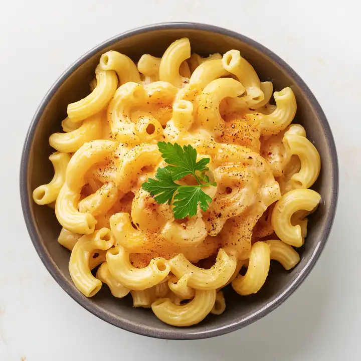 macaroni cheese traditional pub food flat lay top view AI generated image