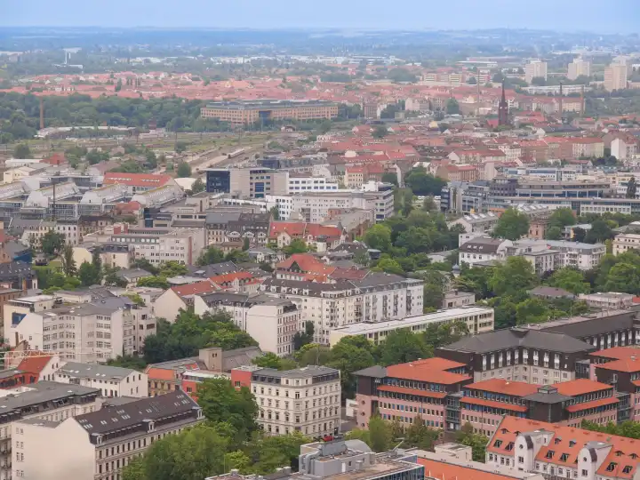 Luftaufnahme der Stadt Leipzig in Deutschland