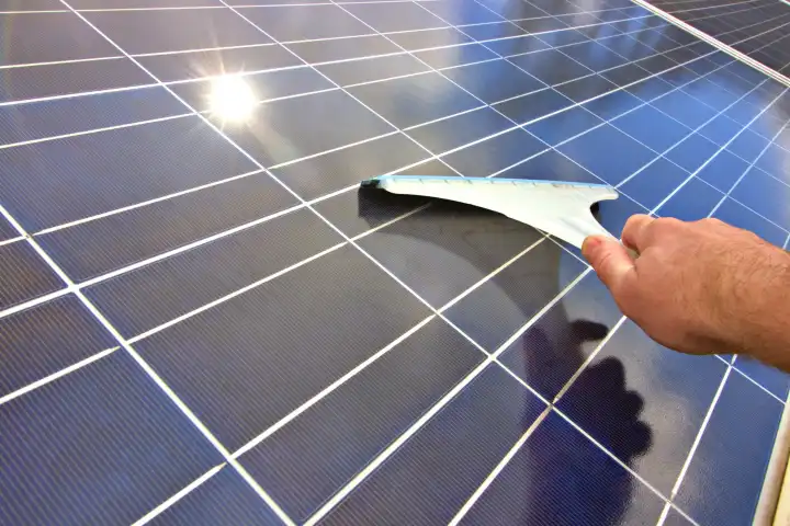 Hand cleaning solar panels
