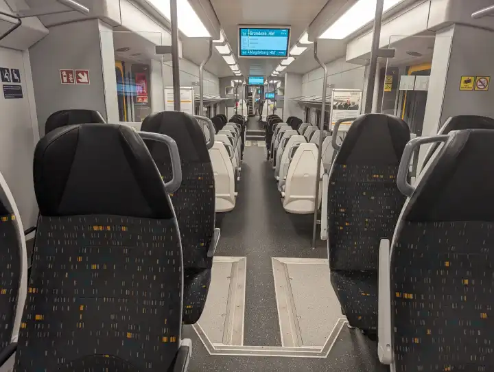 Interior photo of an ODEG RE1 regional express train