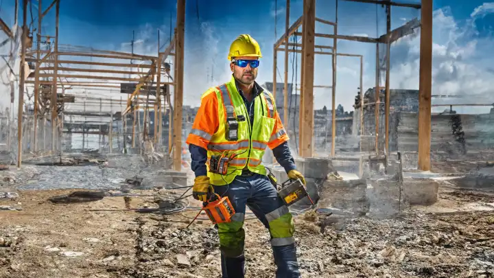 A construction worker on a building site, generated by AI