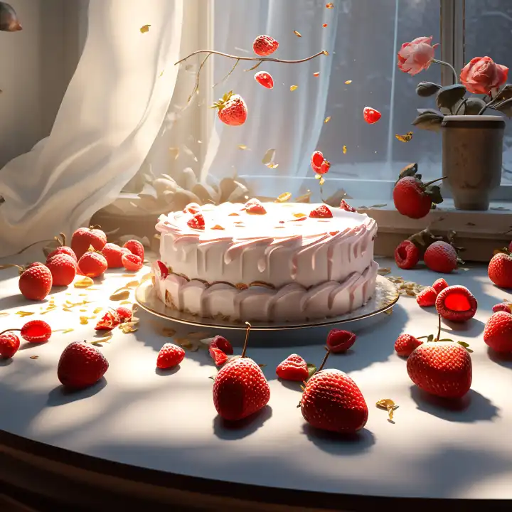 A cake on a table created by an AI