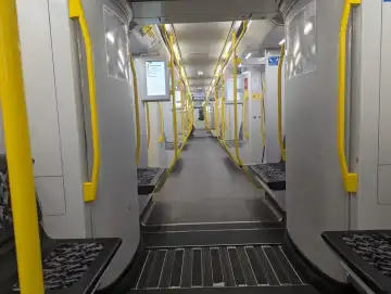 Interior shot of a BVG subway train in Berlin